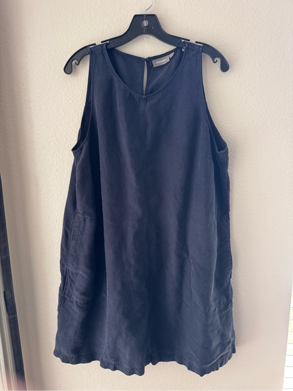 Sussan Navy Linen Blend Dress with Pockets size 18